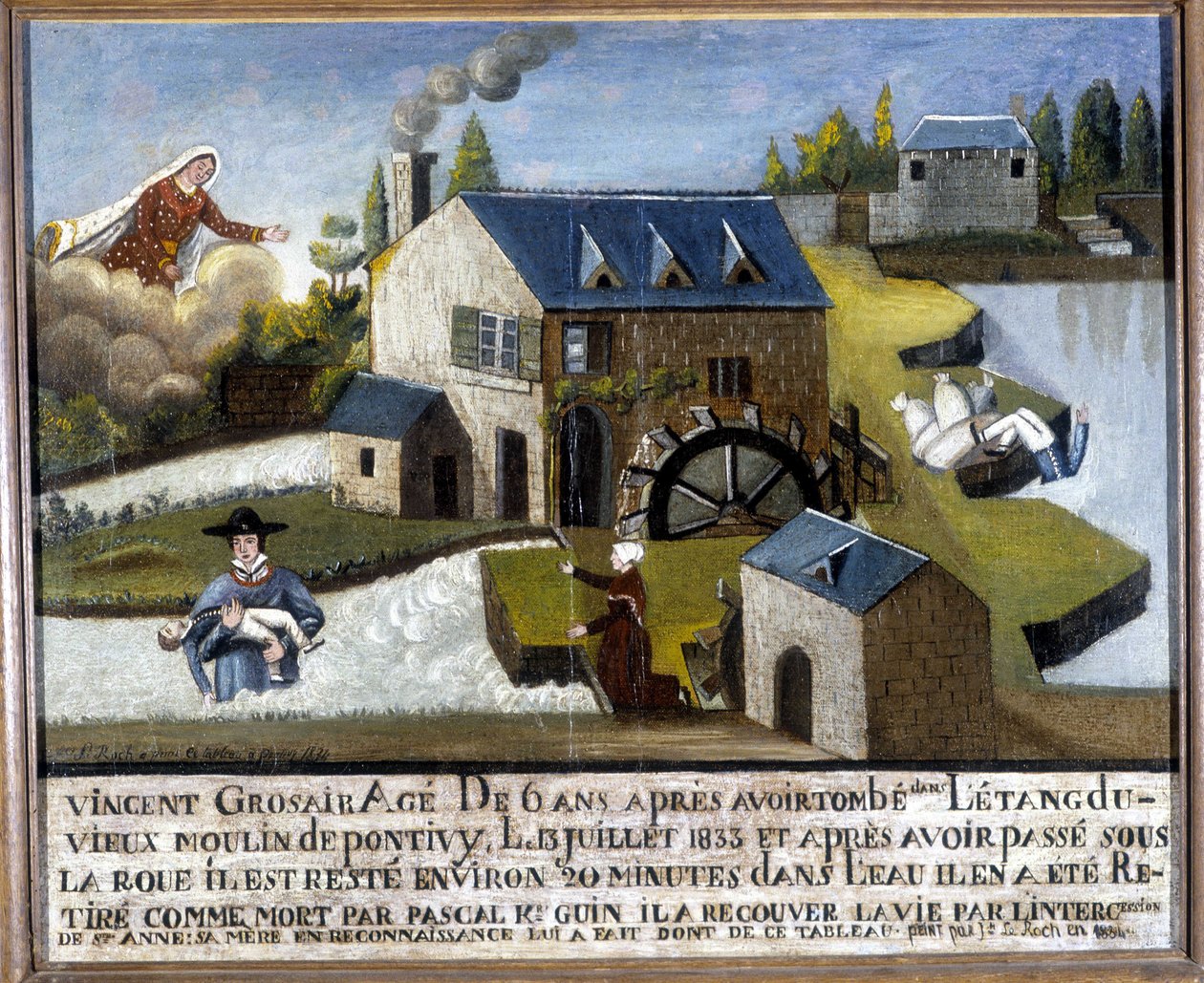 Miraklet til barnet Vincent Grosair, reddet fra drukning av Sainte Anne, 13. juli av Unknown artist