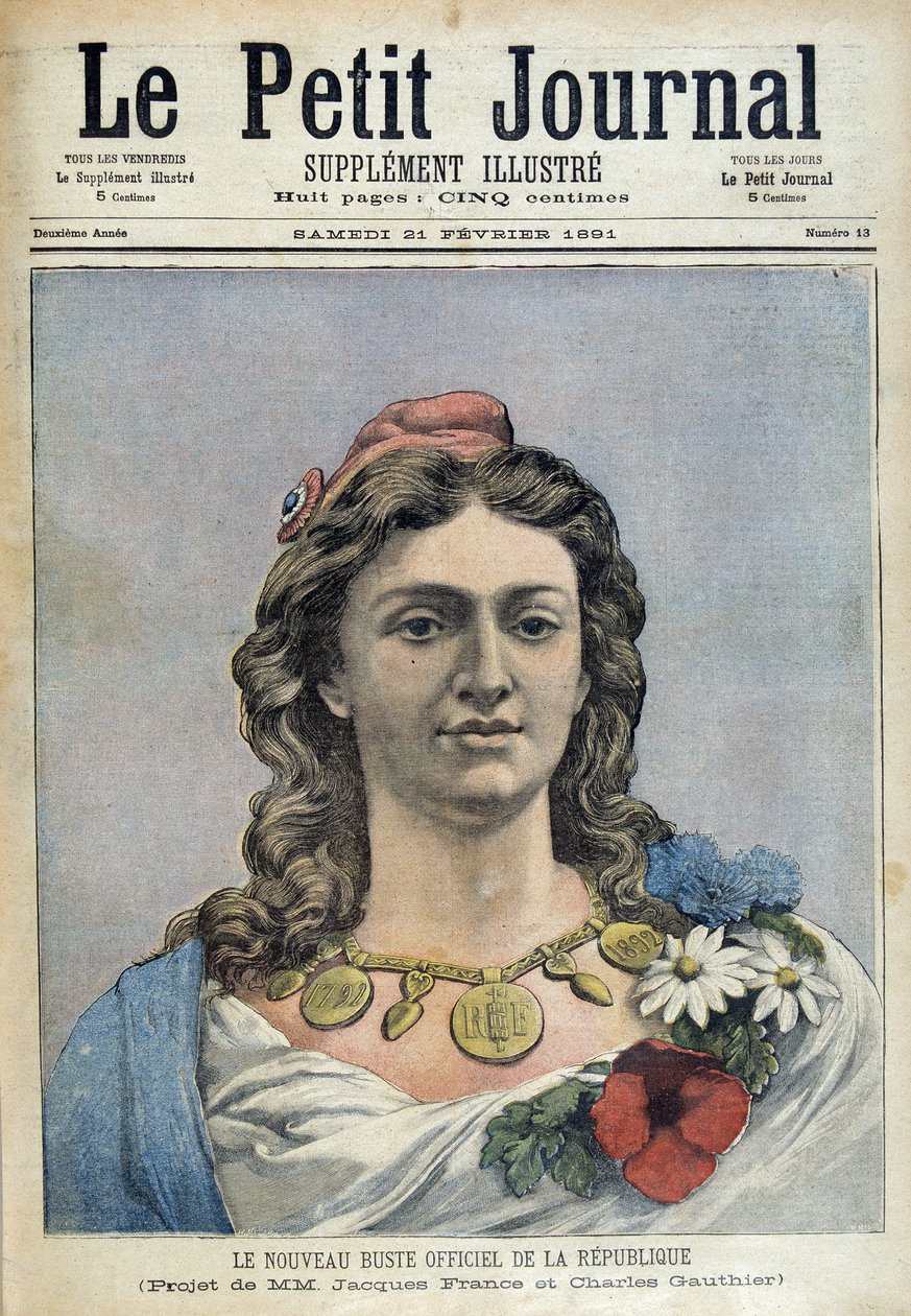 Den nye offisielle bysten av republikken (Marianne) - i "" Le Petite Journal"" av 21/02/1891 av Unknown artist