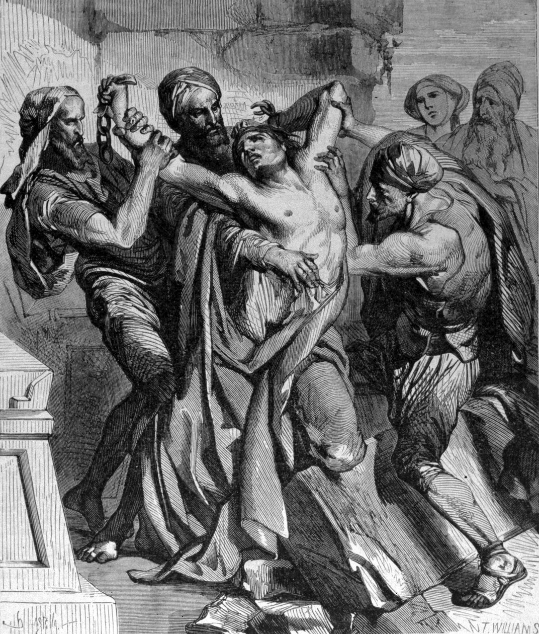 De besatt av Kapernam. Til tross for miraklene som Jesus utførte, nektet byen å konvertere. Gravering av 1800-tallet. av Unknown artist