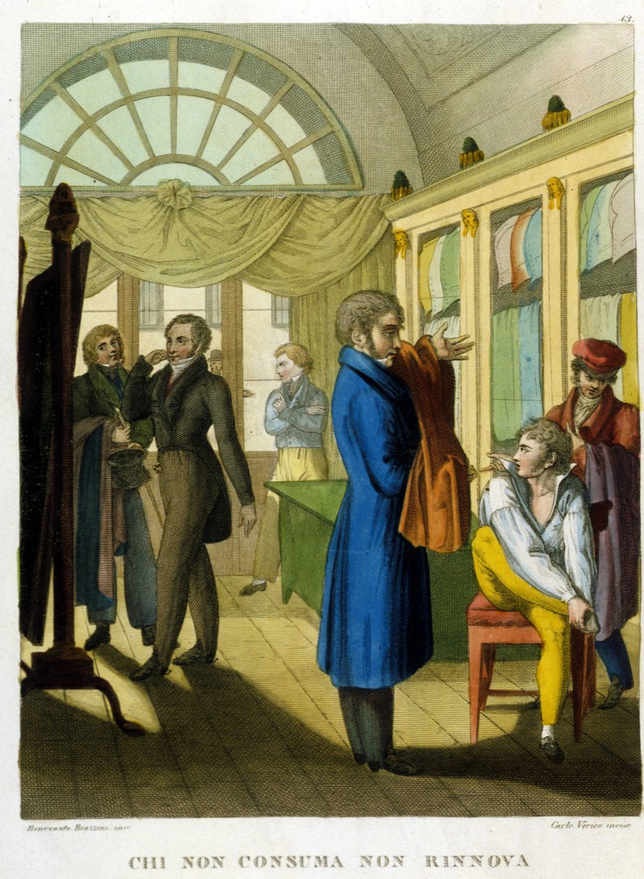 Ordtaket: "" Den som ikke konsumerer, fornyer seg ikke"" Illustrasjon fra en samling ordtak fra 1700-tallet av Unknown artist