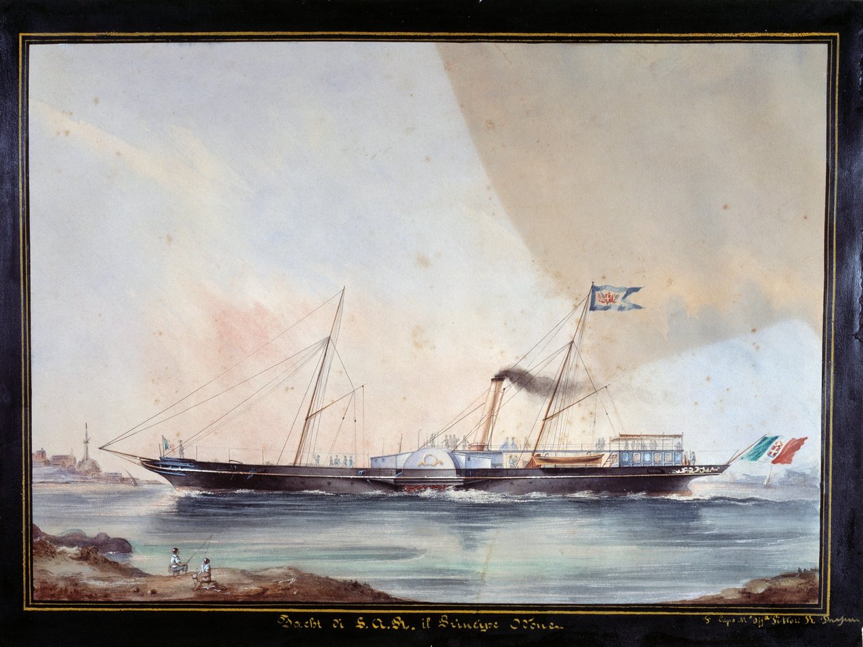Yachten til prins Oddone, hertugen av Montferrat (akvarell av Unknown artist