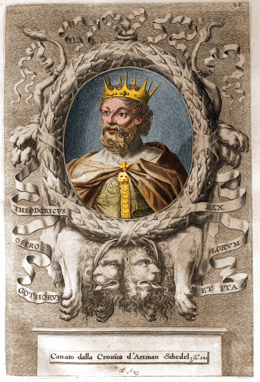 Theodorik I den store (v. 454-526), østgoternes konge (474-526) og grunnlegger av østgoternes rike i Italia. av Unknown artist