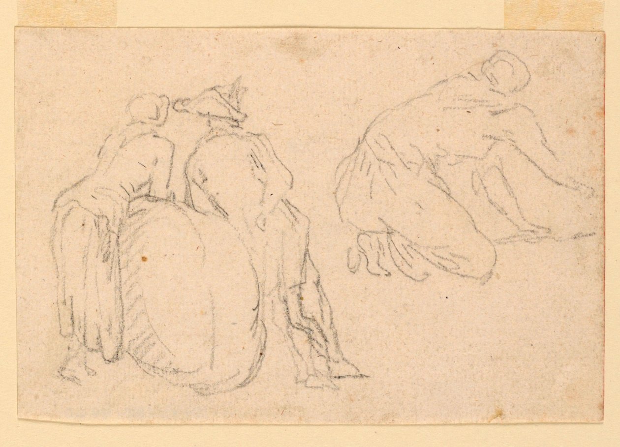Tre figurstudier av Unknown artist