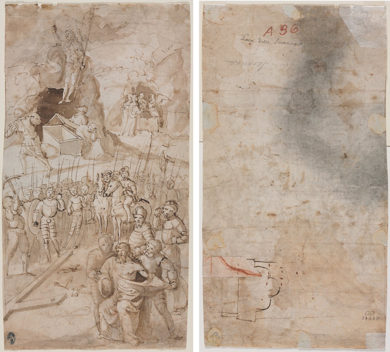 Three Scenes from the Passion of Christ (recto) Architectural Sketch (verso)    1304851   no       norwegian Successfully Translated  Original: En frygtelig død (13) Translat: En frygtelig død (13) 1276348 no norwegian Successfully Translated Original: To  av Unknown artist