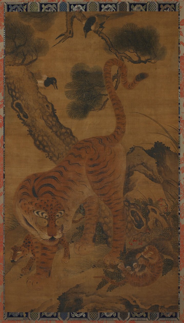 Tiger med unger og skjær av Unknown artist