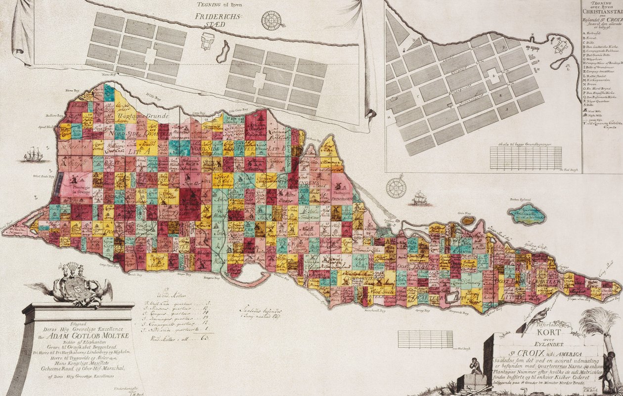 Pålitelig kart over Eylandet St. Croix udi America, København, 1754, 1754 av Unknown artist
