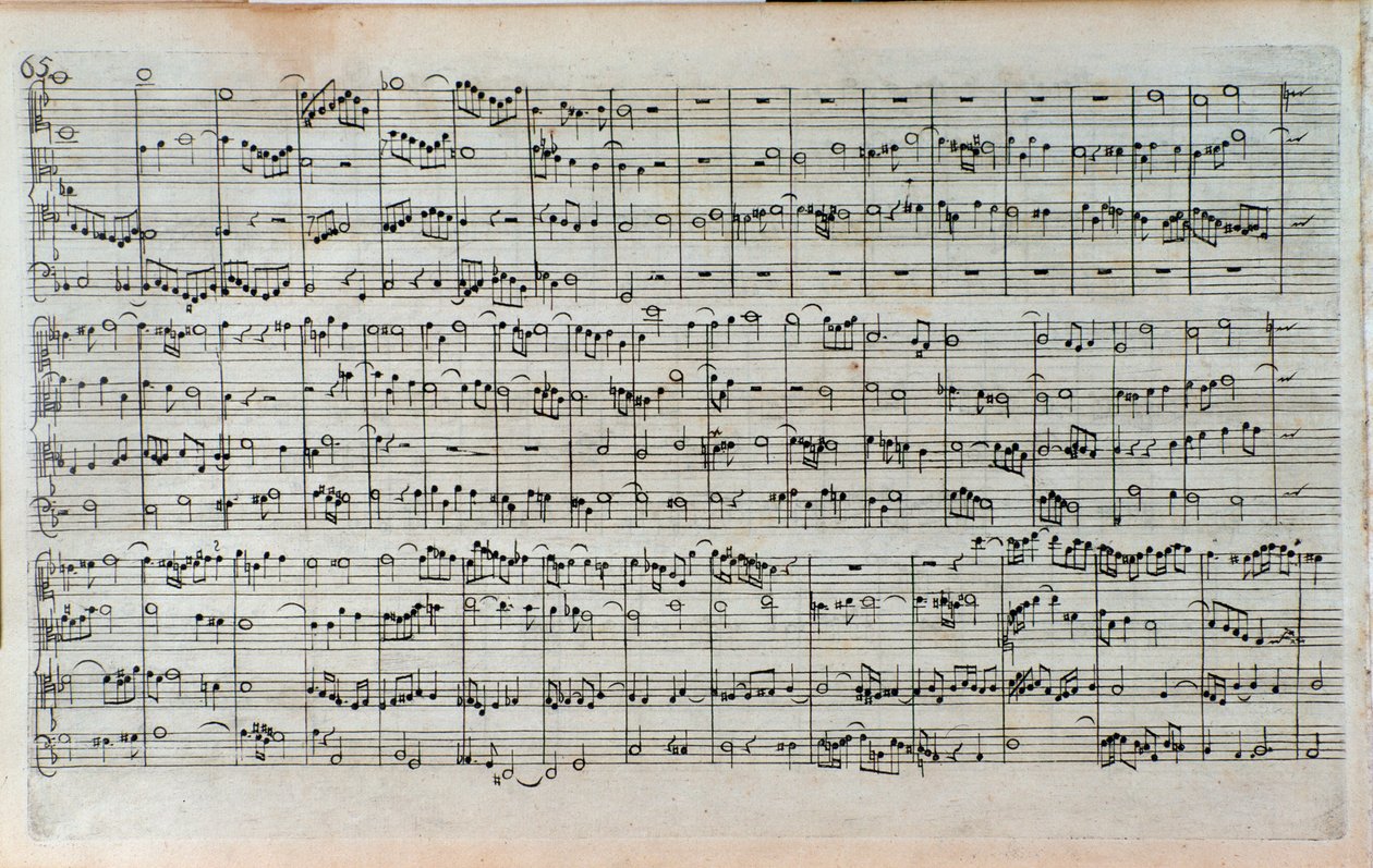 Tittelside med partituret til The Art of the Fugue, den siste og ufullstendige fugaen, av Johann Sebastian Bach av Unknown artist