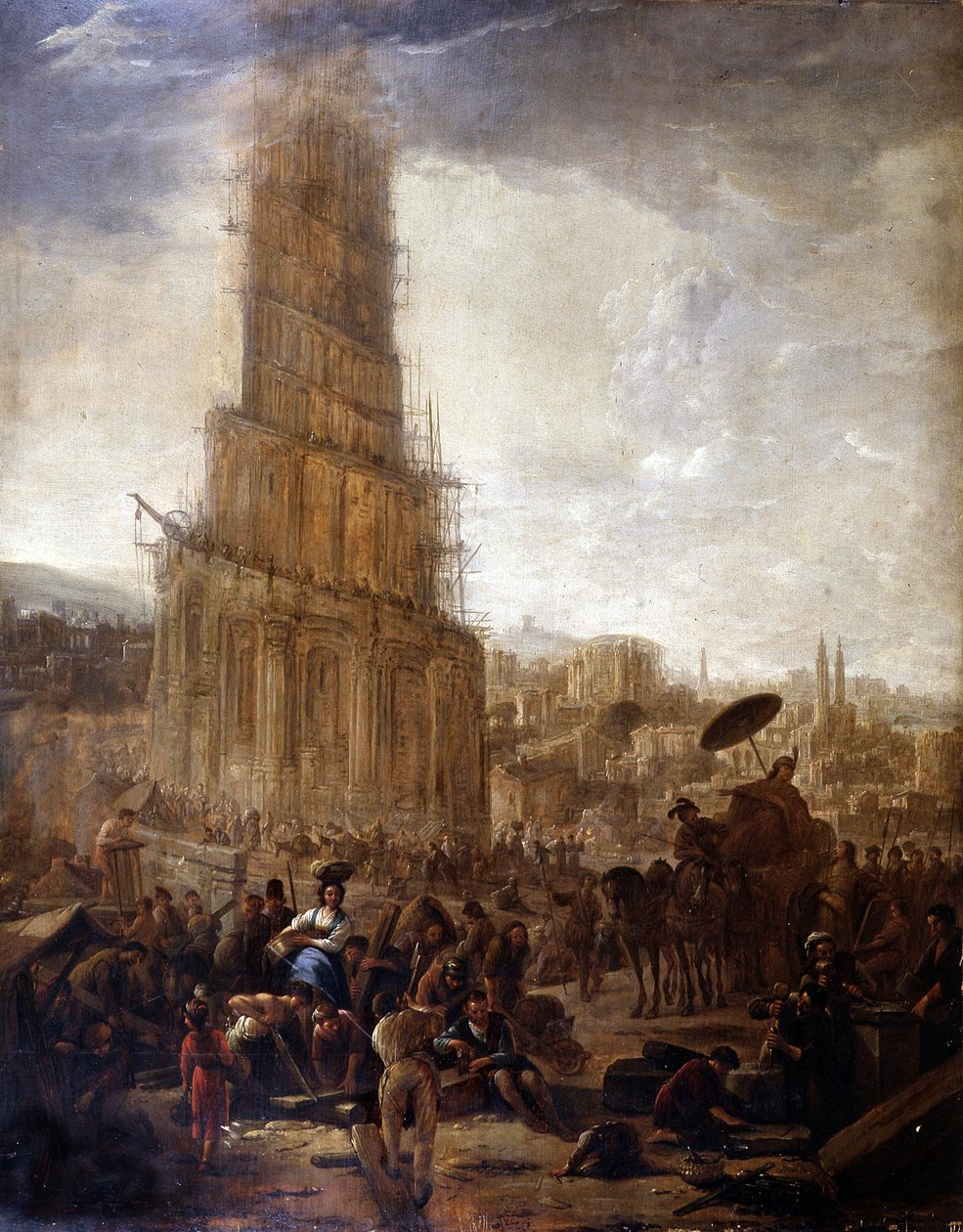 Tower of Babel - The Tower of Babel - anonymt maleri av Unknown artist