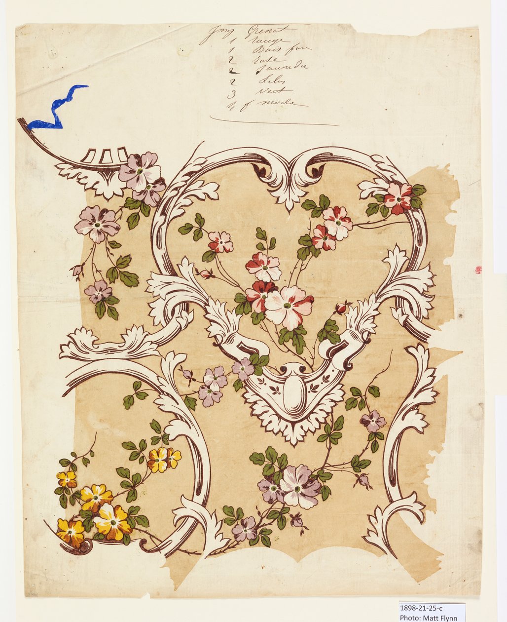 Prøvebevis for en blomstret chintz av Unknown artist