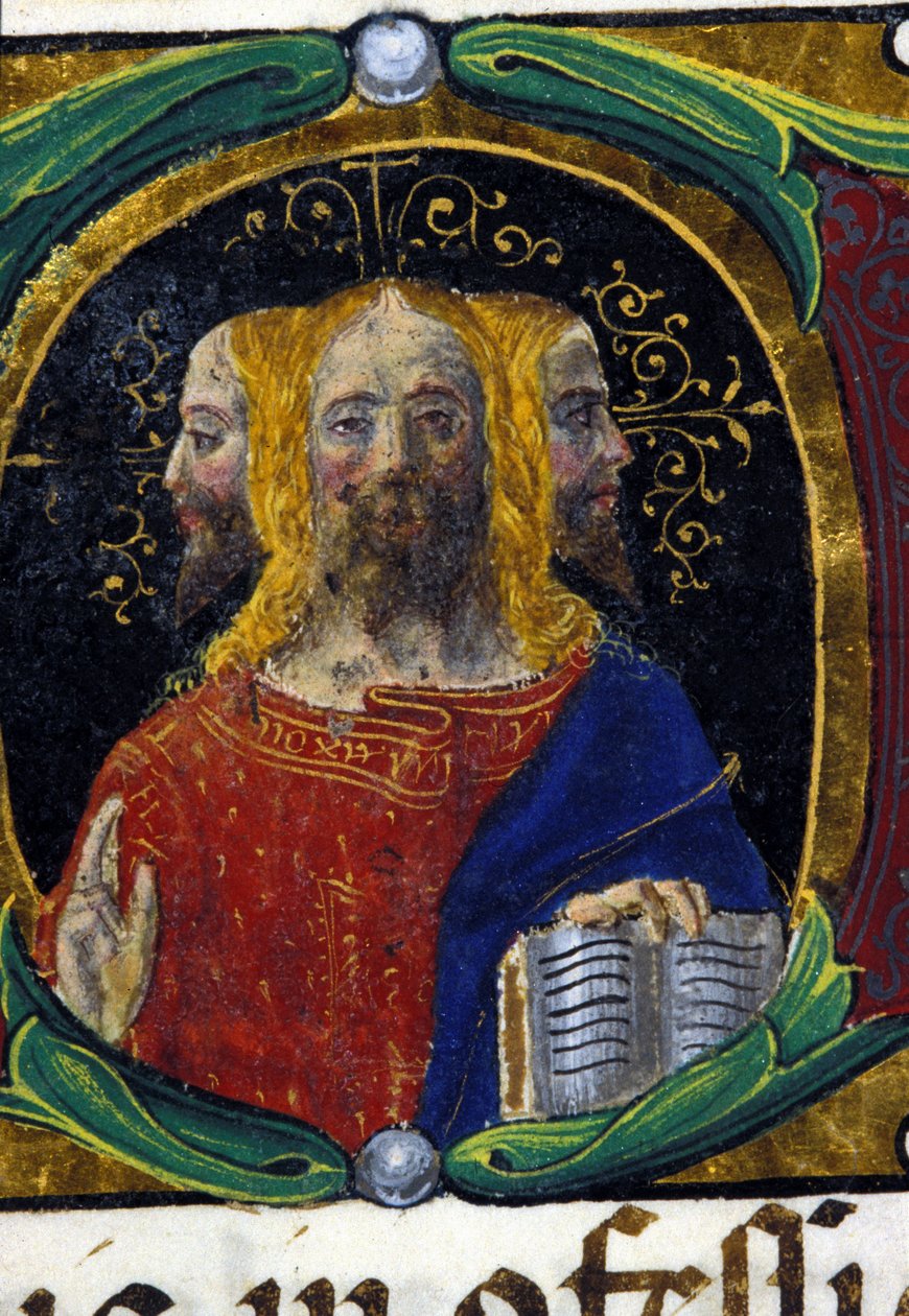 Treenighet med tre ansikter (3 hoder). Codex Carmosano av Unknown artist