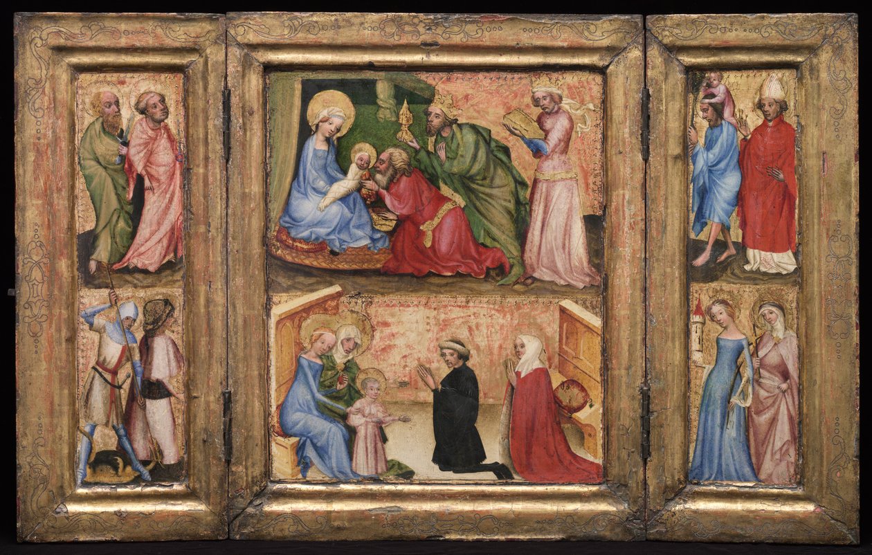 Triptych med tilbedelsen av magiene av Unknown artist