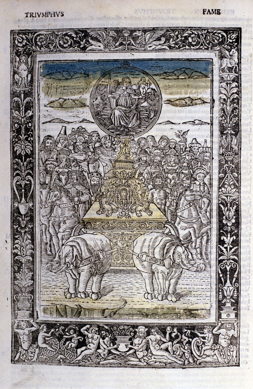 Triumf av berømmelsen til Francesco Petrarca (Petrarca). Miniatyrer sd. Bibl. Trivulziana, Milano. av Unknown artist