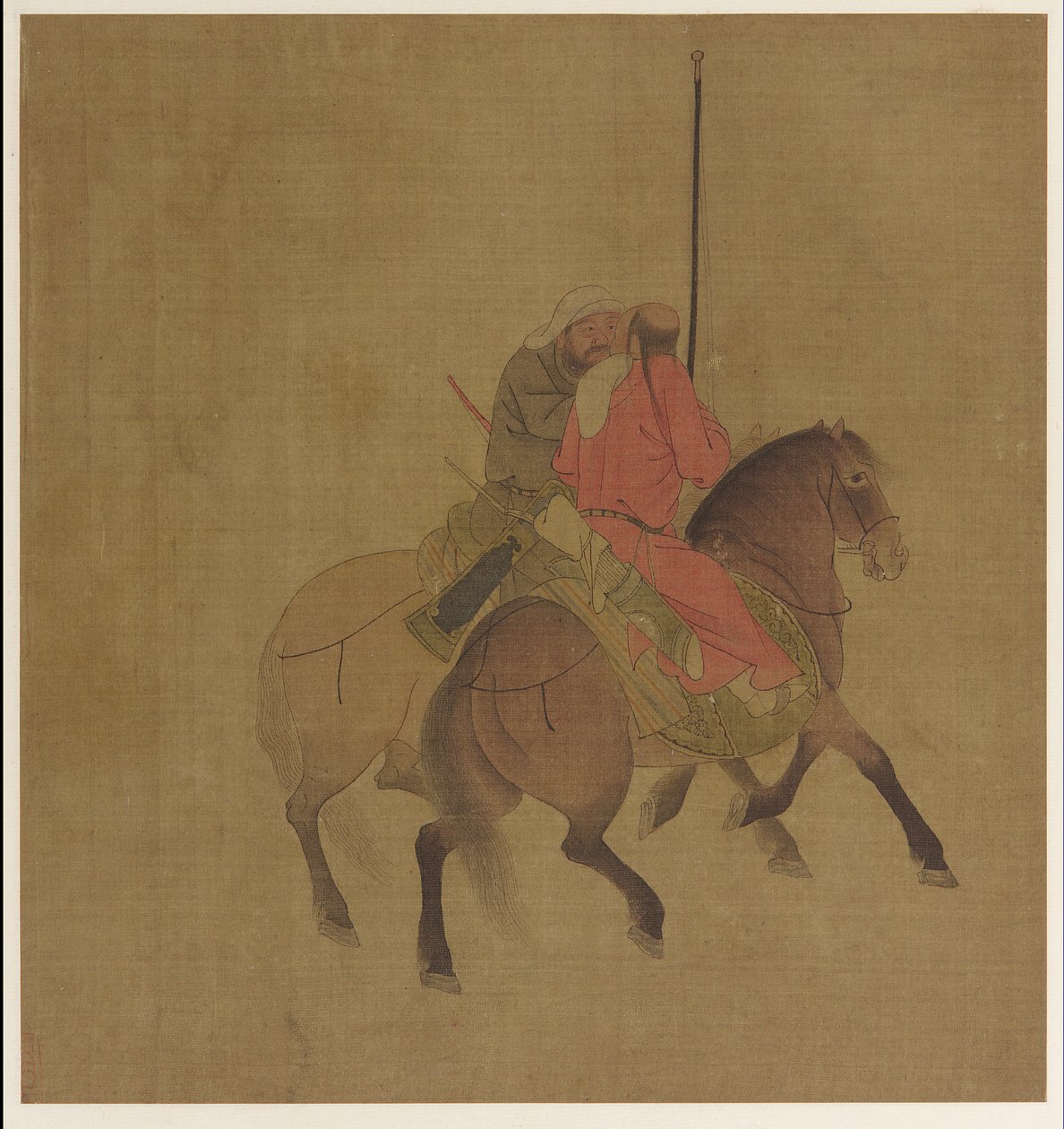 Two Archers on Horseback   1257676   no       norwegian Successfully Translated  Original: View of the coffin of the general and statesman Francisco Franco y Bahamonde (1892-1975) in the Basilica of Valle de los Caidos Spain 23/11/1975 (photo) Translat: Vi av Unknown artist
