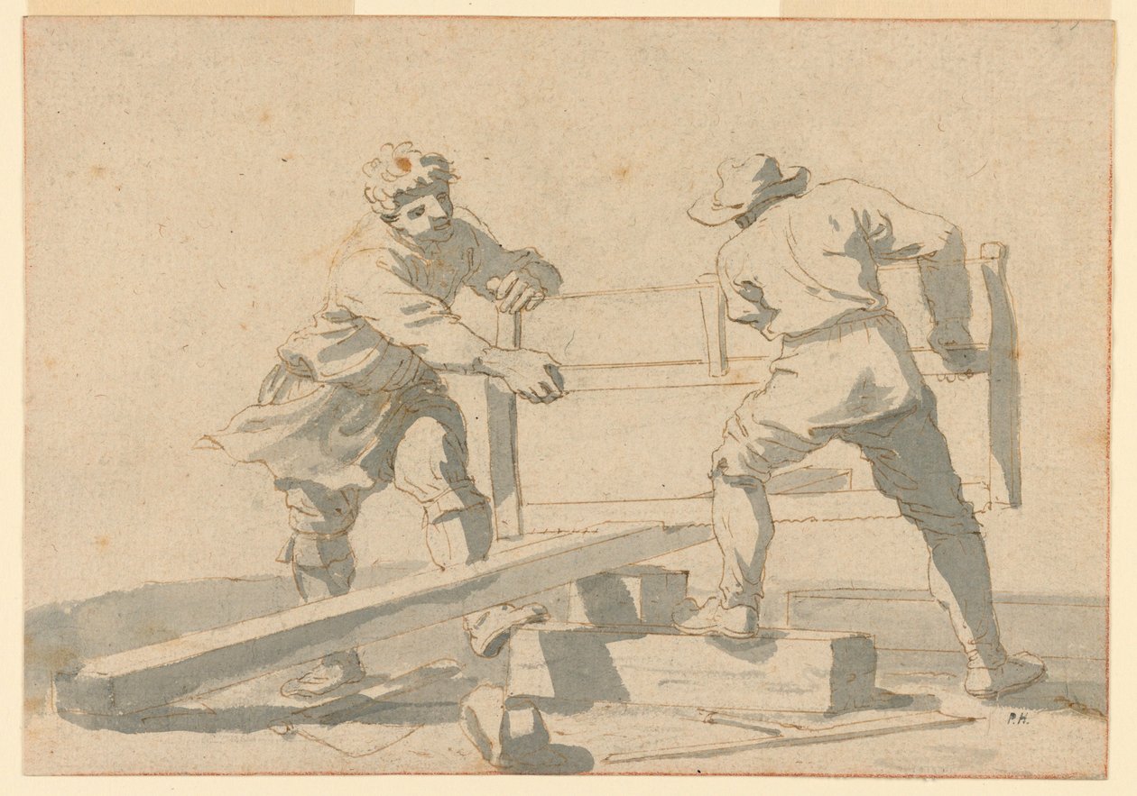 To menn som sager en planke av Unknown artist