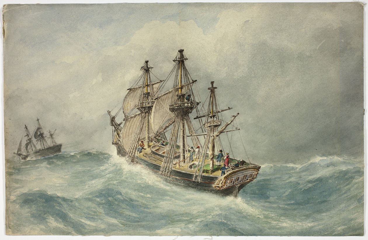 Two Three-Mast Ships on Stormy Sea   1269061   no       norwegian Successfully Translated  Original: Various Sects and Rituals, illustration from A display of two forraigne sects in the East Indie Translat: Various Sects and Rituals, illustration from 