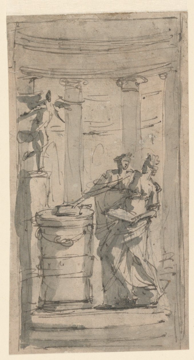 To vestaler ved et alter av Unknown artist