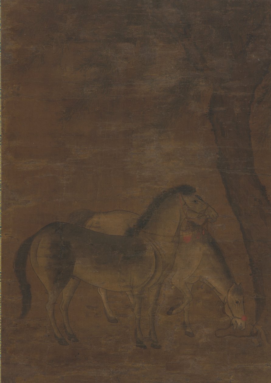 To hester under et tre av Unknown artist