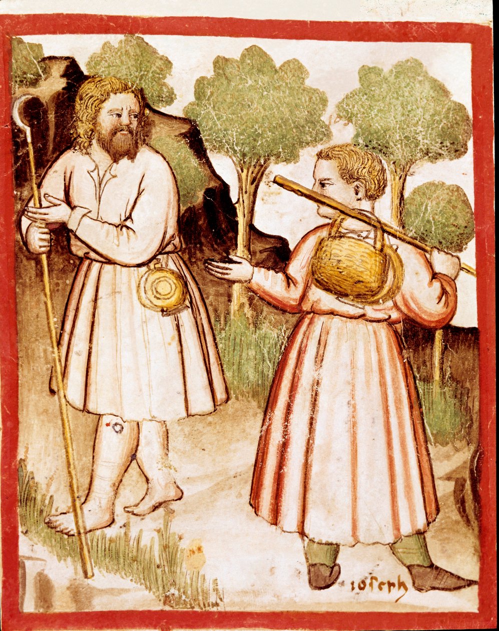 To miniatyrgjetere fra codex 212 (eller padovano codex eller Bible of Padua) 1390-1400 Rovigo, Accademia dei Concordi av Unknown artist
