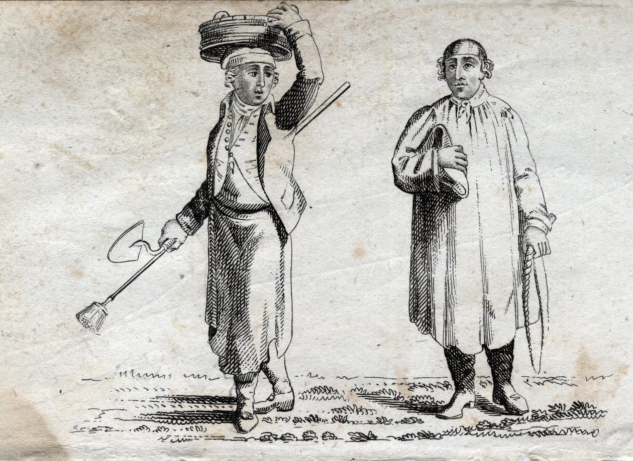 Two peasants, late 18th century engraving, private collection. av Unknown artist