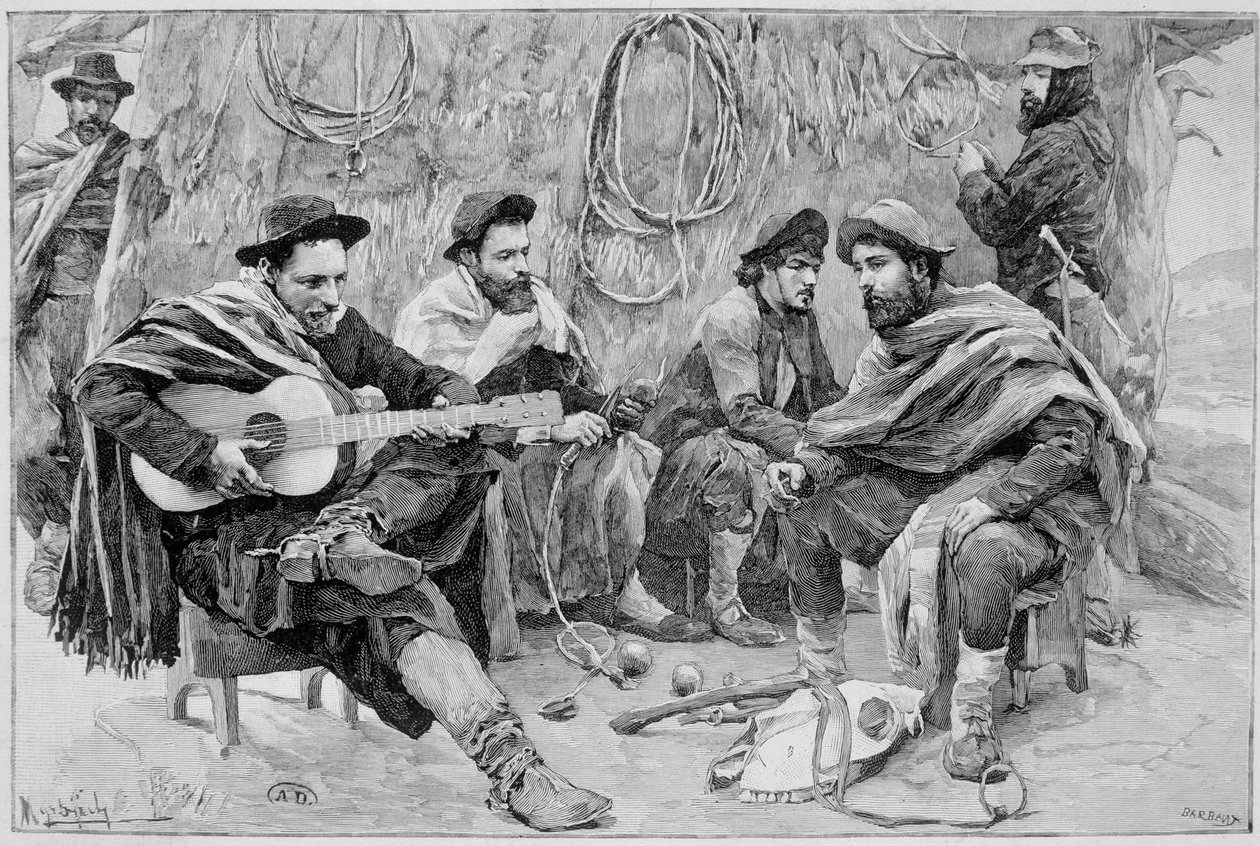 En payador: gruppe gauchoer, Argentina av Unknown artist