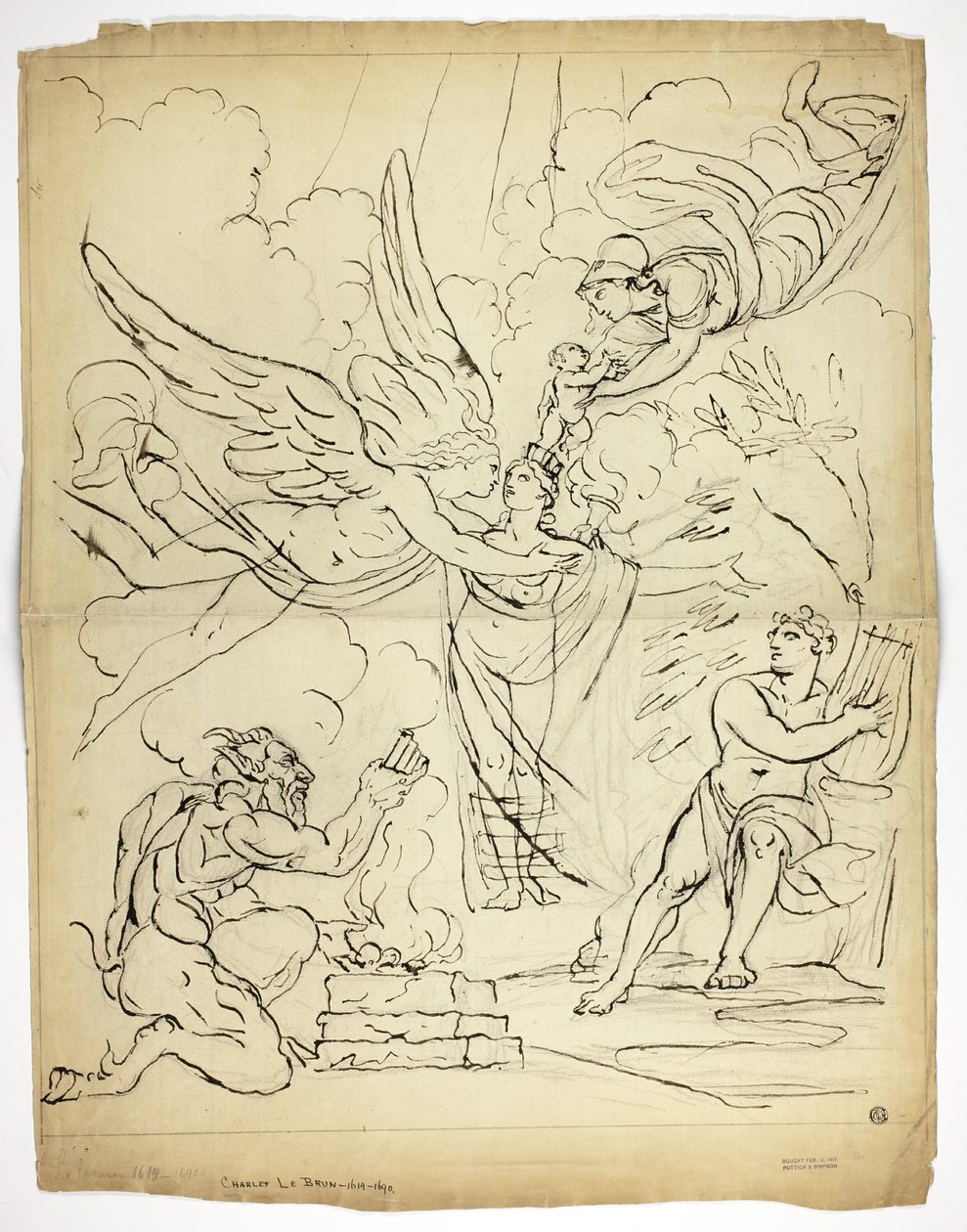 Uidentifisert mytologisk fødselsscene (recto); Amor og psyke (verso) av Unknown artist