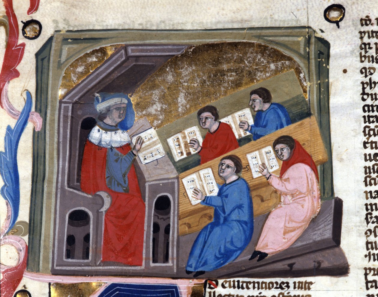 Universitet. 1300-talls manuskript. Braidense nasjonalbibliotek. Milan av Unknown artist