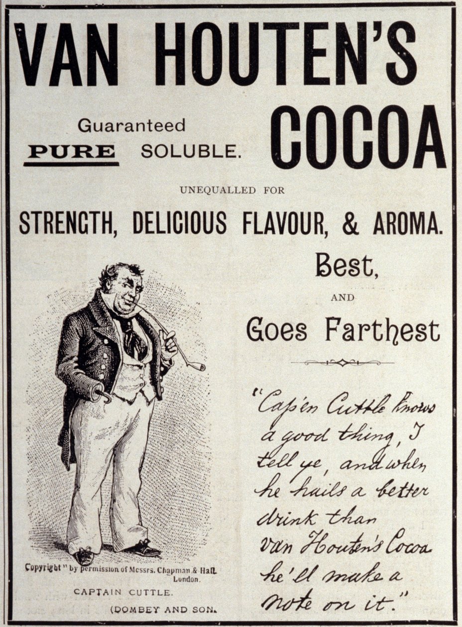 Van Houten kakao reklameklistremerke, ca 1890 av Unknown artist