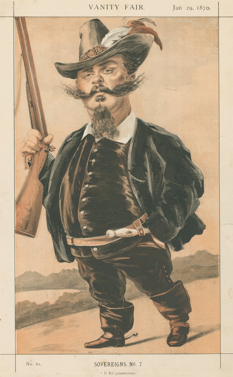 Vanity Fair: Royalty; 'Il Re Galantoumo', Victor Emanuel, 29. januar 1870 av Unknown artist