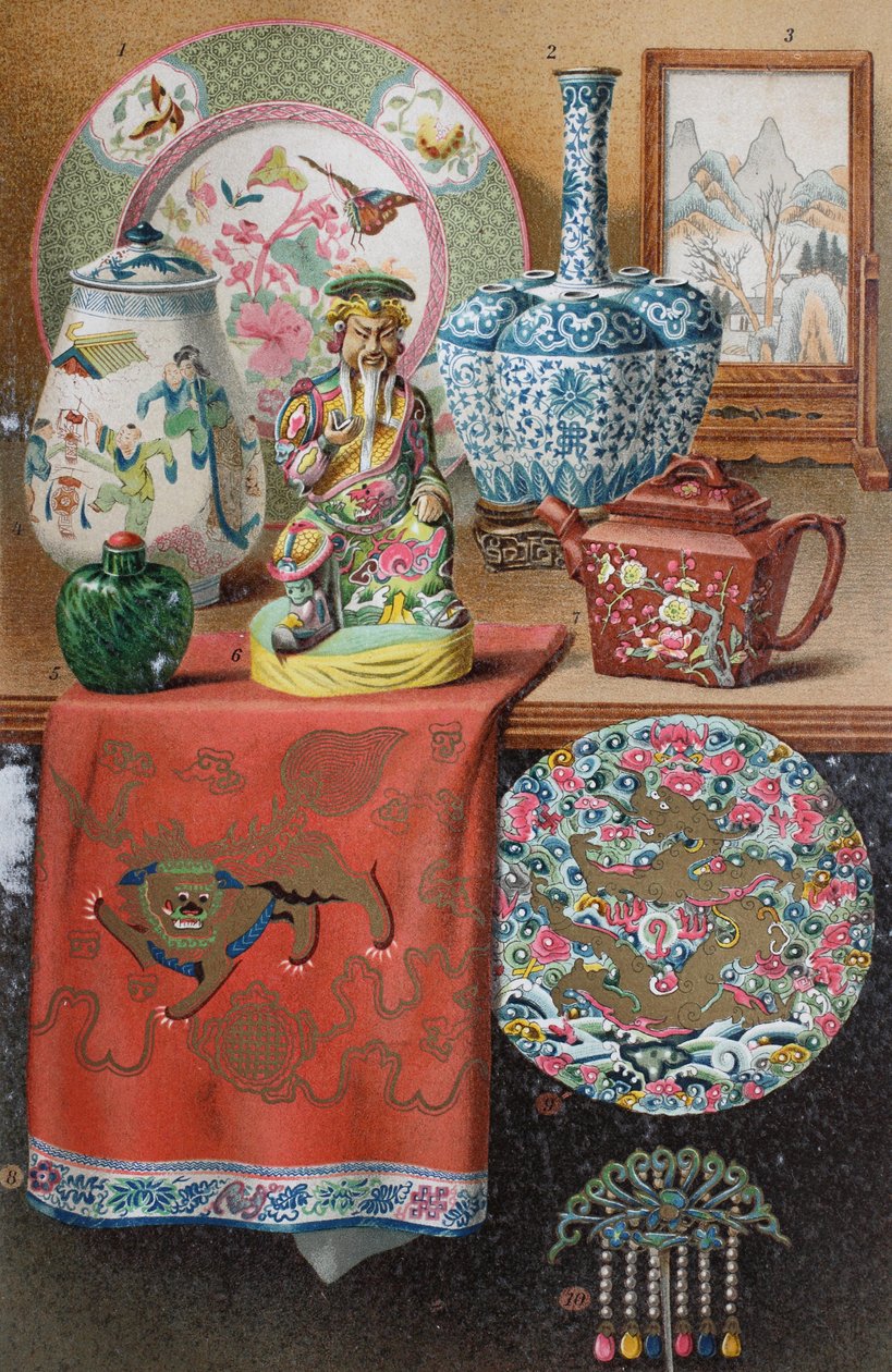 Ulike eksempler på kinesisk kunst og dekorasjon av Unknown artist
