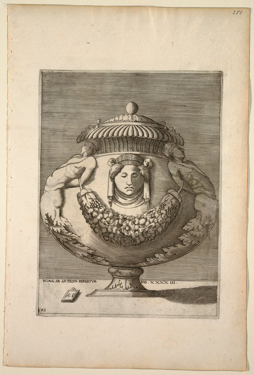Vase dekorert med figurer, Rinceaux og Festoons, 1543 av Unknown artist