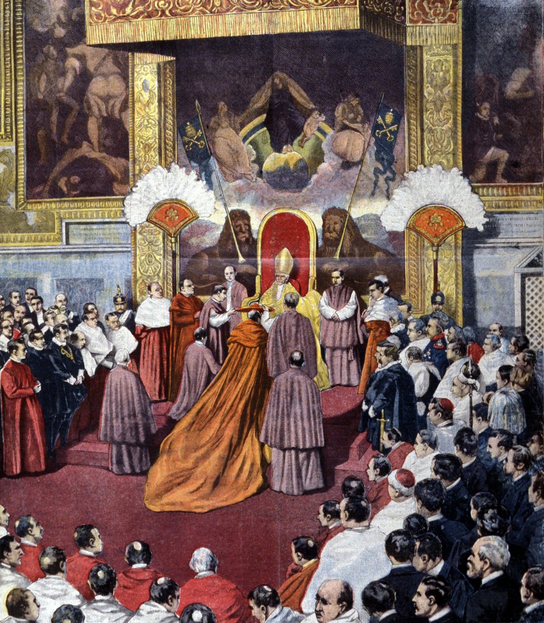 Vatikanets konsistorie ledet av pave Leo XIII av Unknown artist