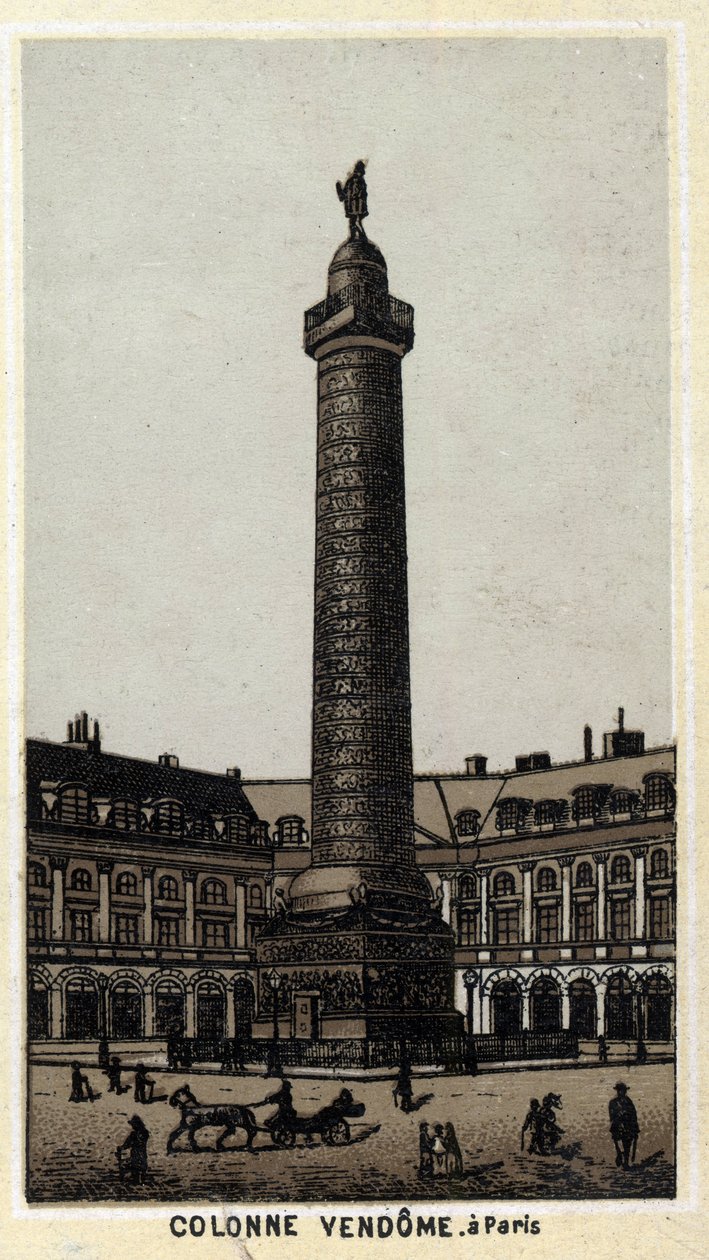 Vendome column on the Place du same name in Paris. Chromolithography of the end of the 19th century. av Unknown artist