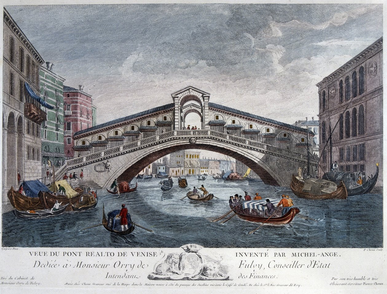 Venezia, utsikt over Rialtobroen - Optikk av Unknown artist