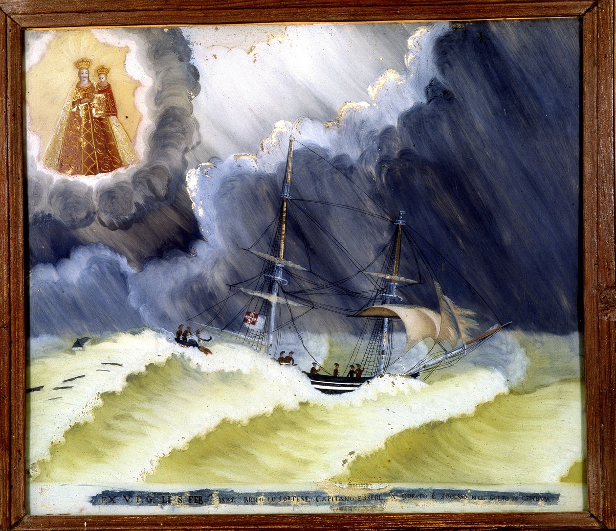 Fartøy i vanskeligheter - ex-voto av Notre Dame de Laghet, 36 x 50 cm av Unknown artist