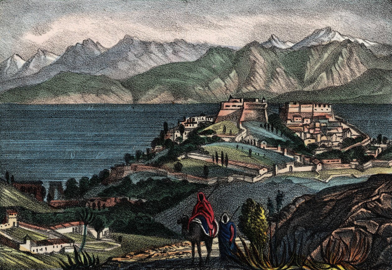Utsikt over Candle and the Atlas-kjeden, byen tatt av general Trézel fra den franske hæren i Afrika i 1833. I “” Storia d