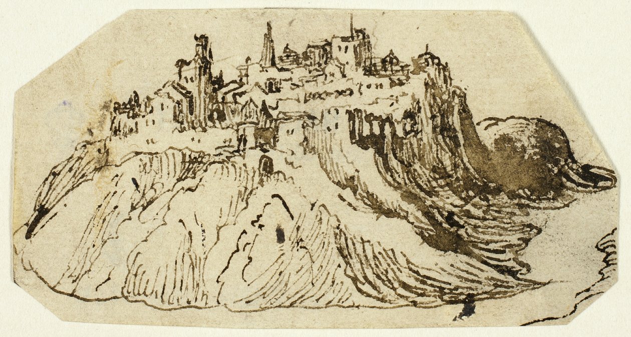 Utsikt over Fortified Hill Town av Unknown artist