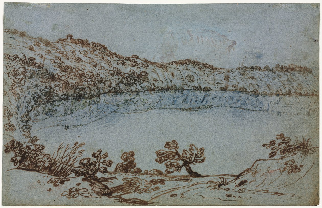 Utsikt over innsjøen Nemi (recto) av Unknown artist