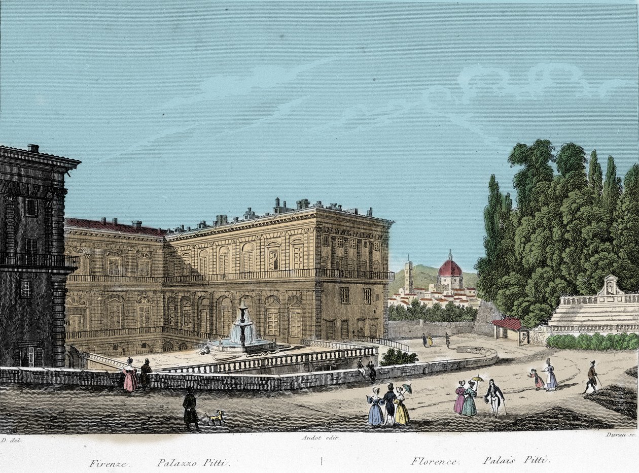 Utsikt over Pitti-palasset i Firenze. 1800-tallet av Unknown artist