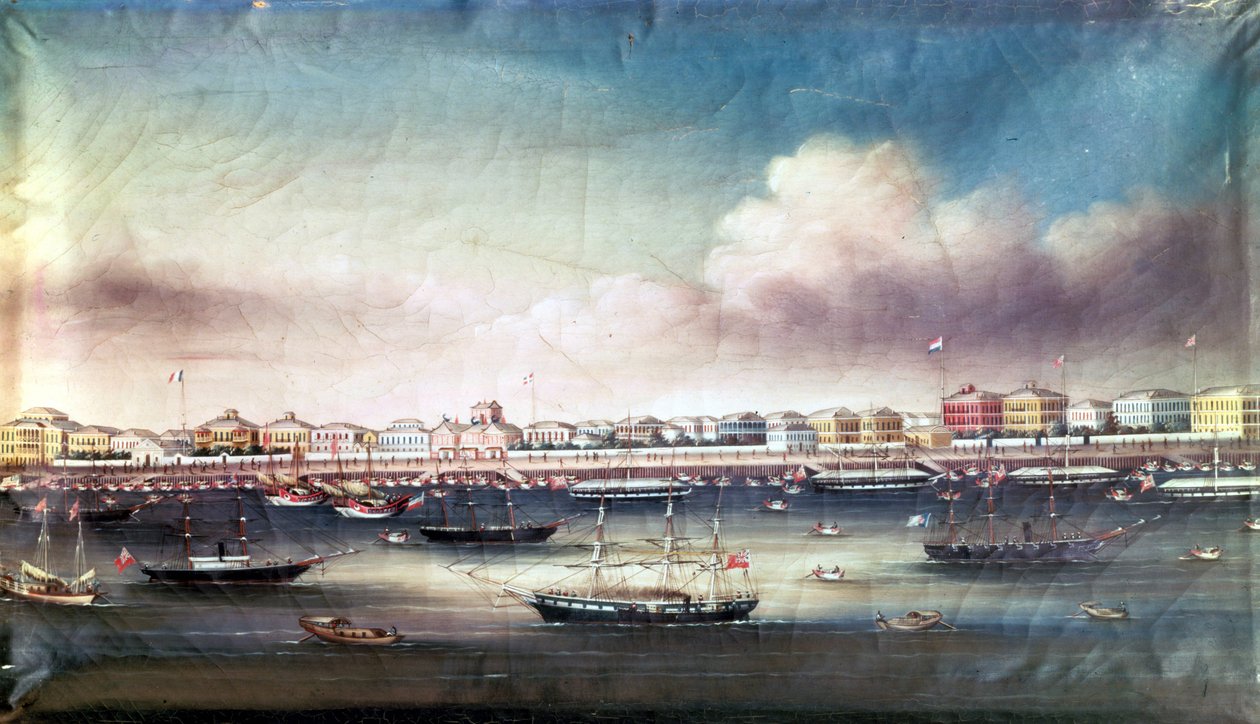 Utsikt over Shanghai havn, rundt 1850. av Unknown artist