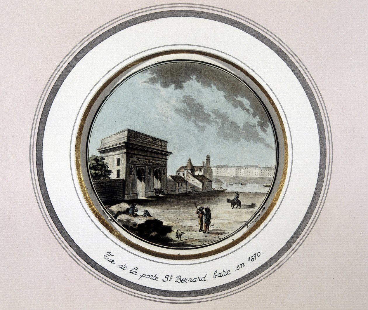 Utsikt over St Bernard Porte, bygget i 1670 - gravering av Unknown artist