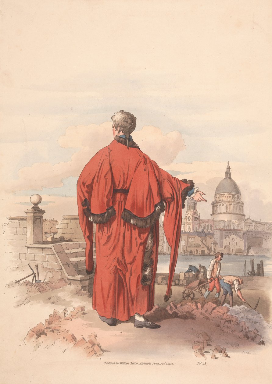 Utsikt over St. Pauls på den andre siden av elven med gowned figur i forgrunnen av Unknown artist