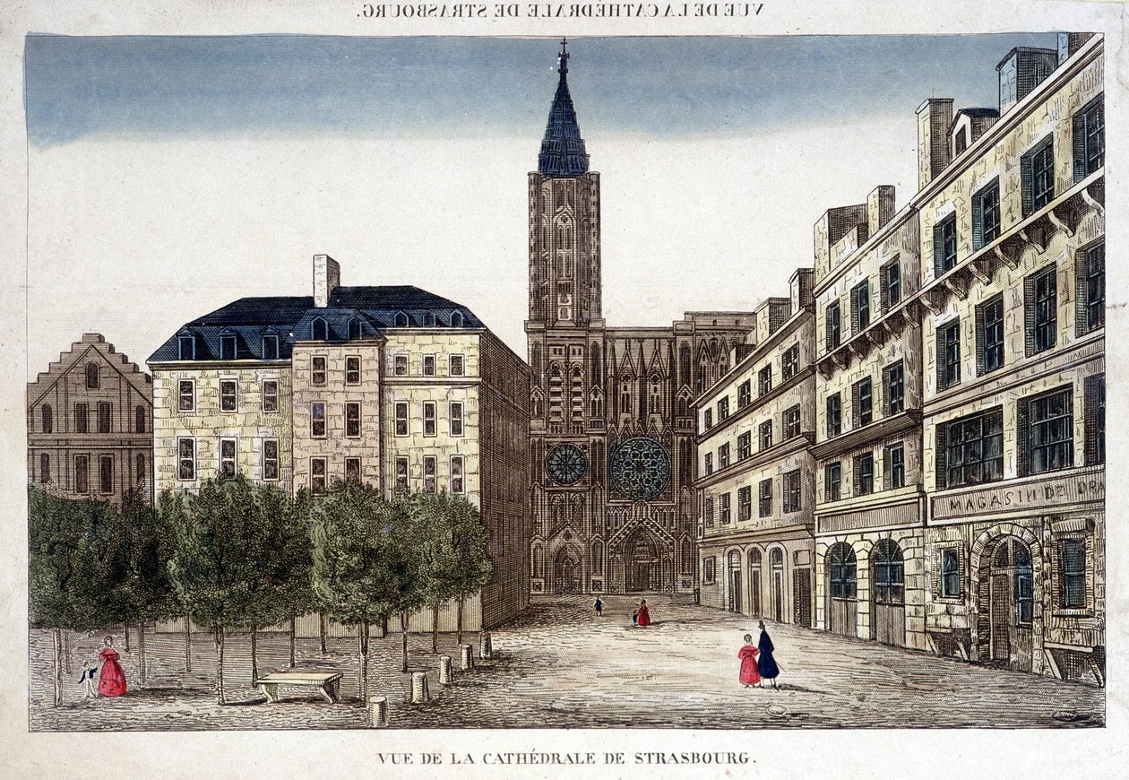 Utsikt over katedralen i Strasbourg på 1700-tallet. av Unknown artist