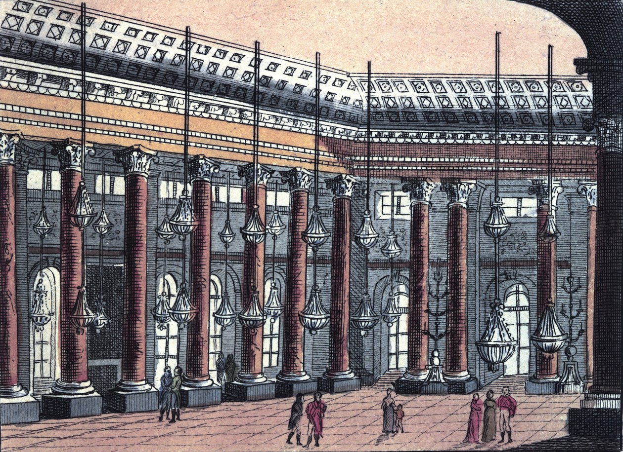 Utsikt over en seremoniell hall til Schönbrunn slott, tidligere residens for den østerrikske keiserfamilien, gravering fra 1820 av Unknown artist