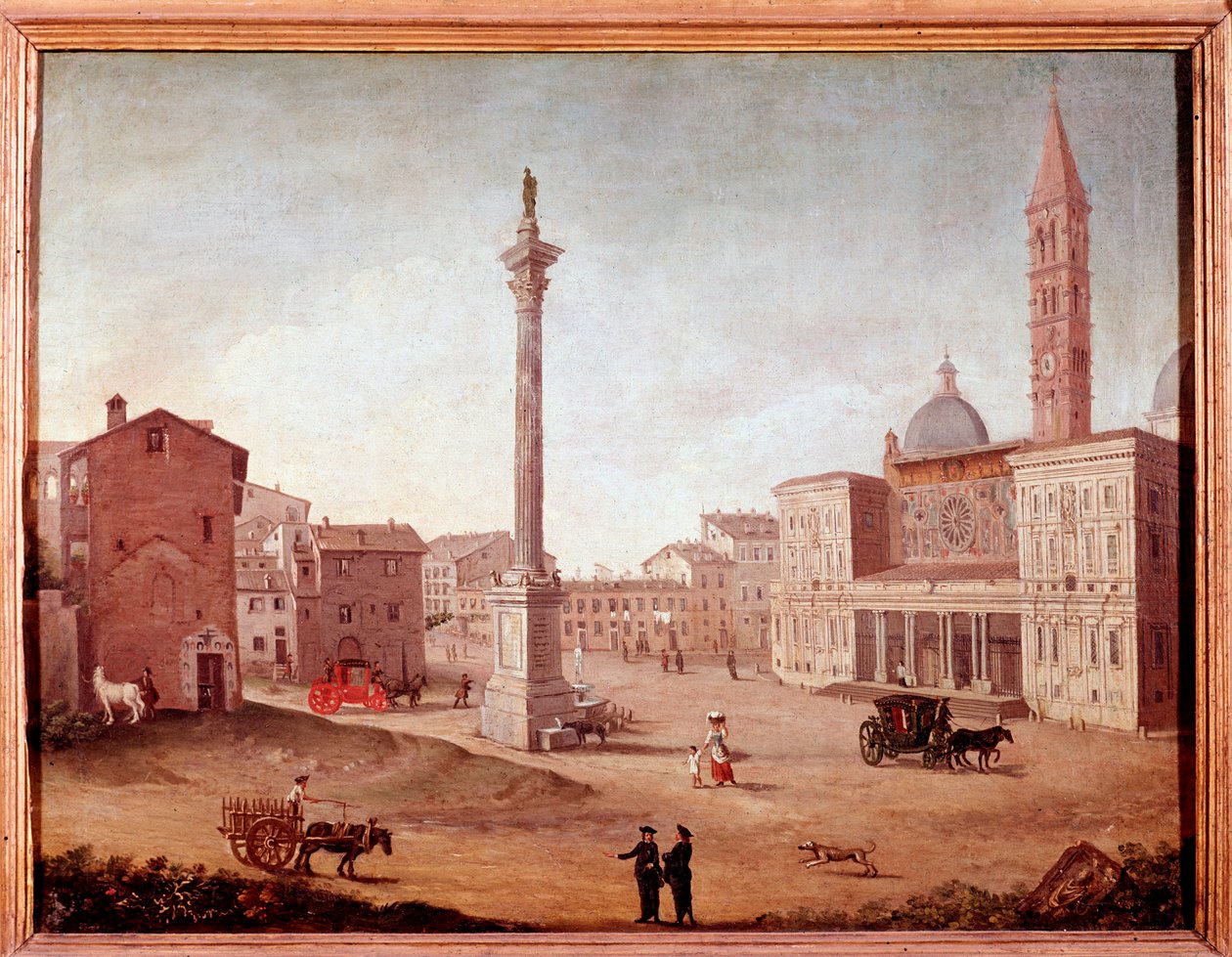 Utsikt over basilikaen Santa Maria Maggiore (Santa Maria Maggiore) i Roma Anonym akvarell. Roma fra 1700-tallet, museum i Roma av Unknown artist