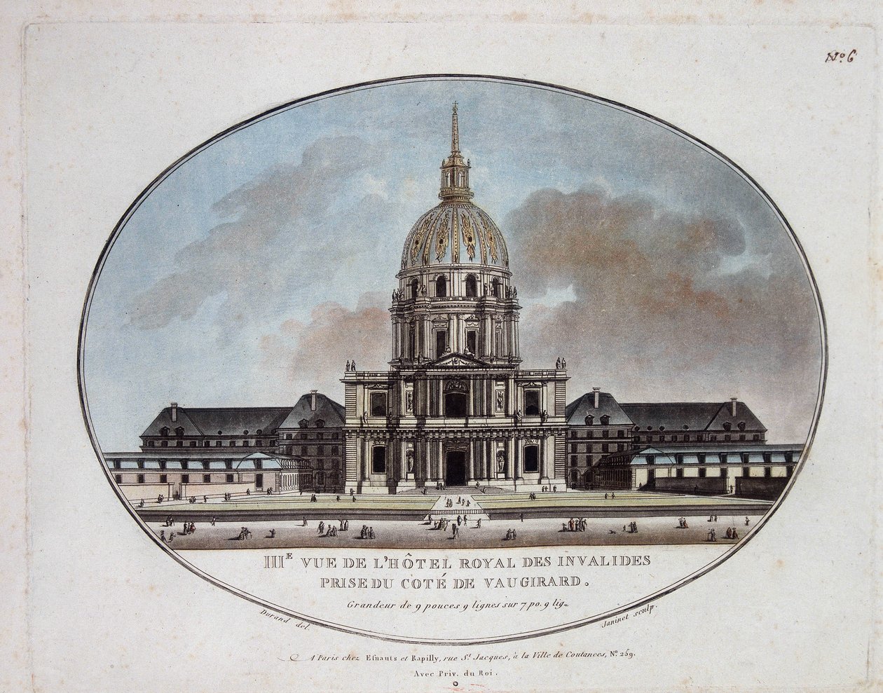 Utsikt over Hotel Royal des Invalides - gravering av Unknown artist