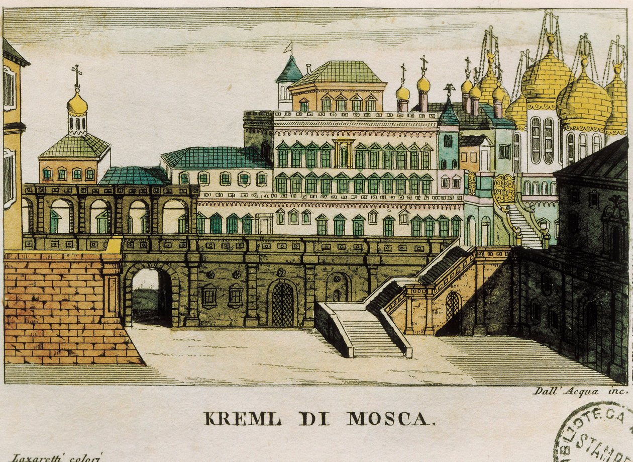 Utsikt over Kreml, Moskva, russisk fra reiser fra St. Petersburg til Tyskland av Georg Reinbeck, trykk av Unknown artist