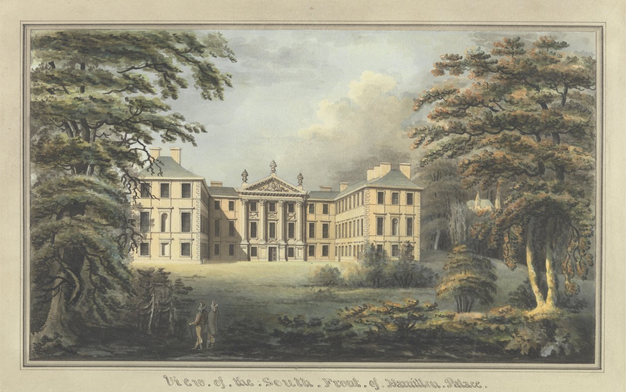 Utsikt over sørfronten til Hamilton Palace av Unknown artist