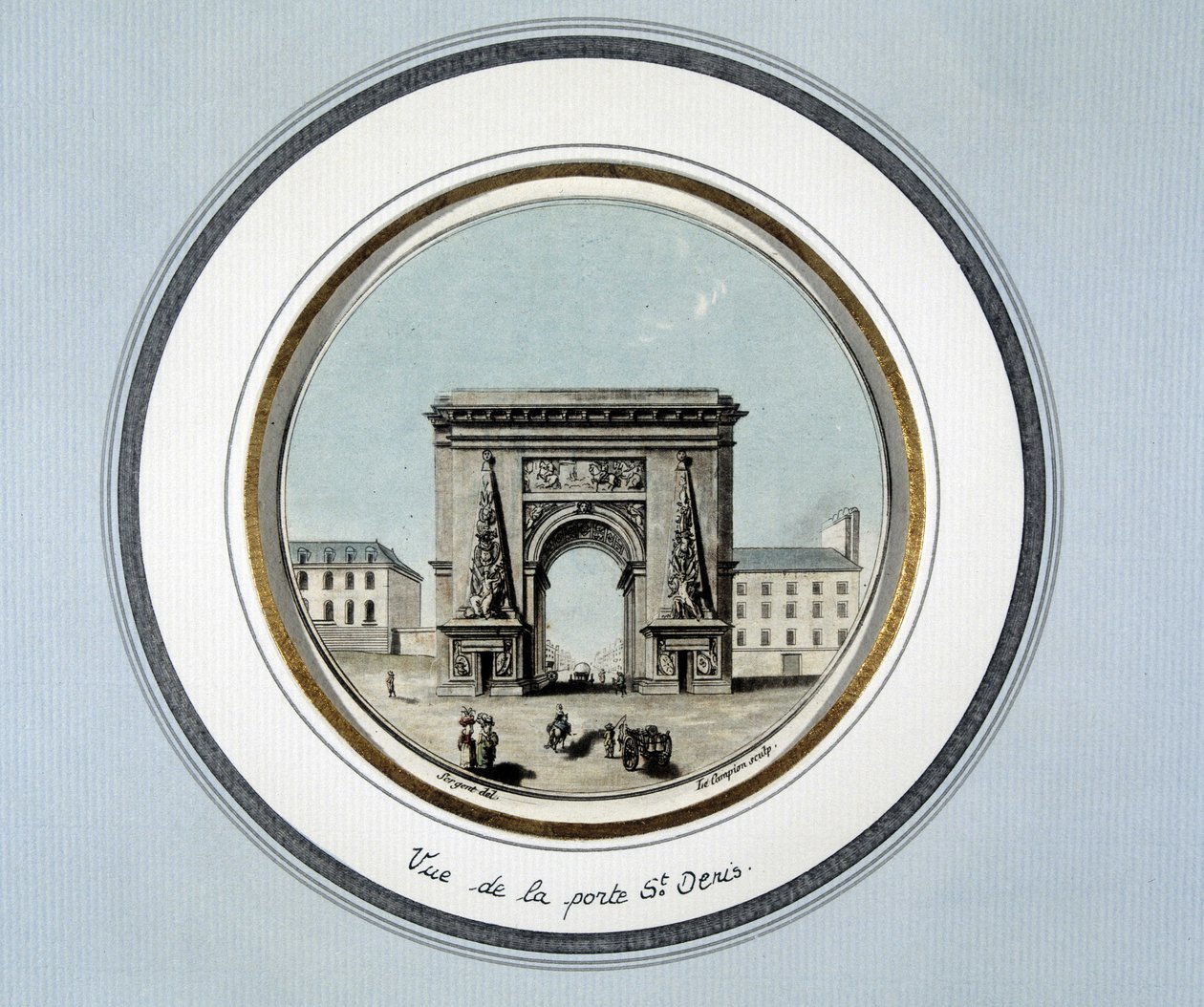 Utsikt over St Denis-døren - gravering av Unknown artist