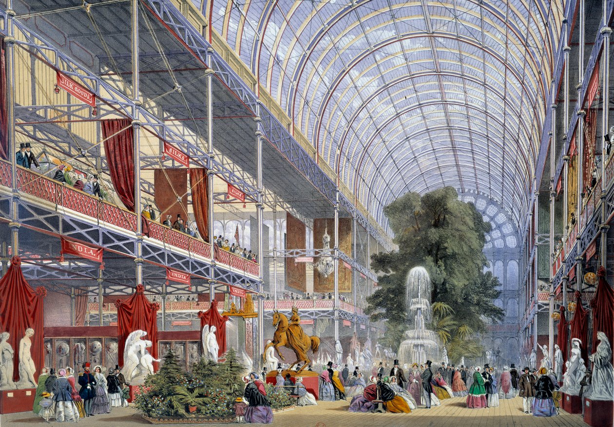Utsikt over verdensutstillingen på Crystal Palace, bygget av Joseph Paxton for anledningen, i 1851 i London av Unknown artist