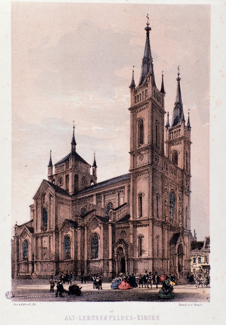 Utsikt over kirken Lerchenfelder i Wien. Østerrike Gravering fra 1830 Privat samling av Unknown artist